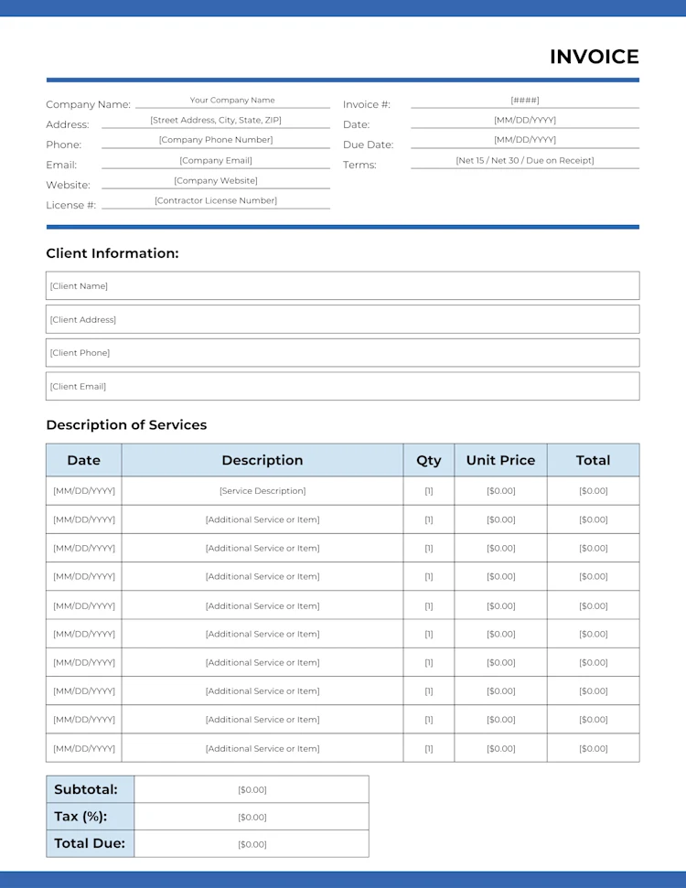ServiceTitan Invoice Template