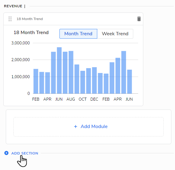 Adding a Section to Revenue Dashboard