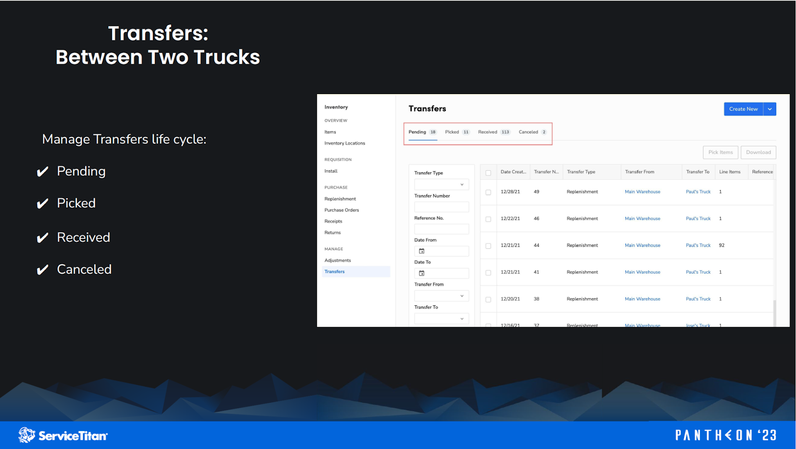 Transfers Between Two Trucks Image
