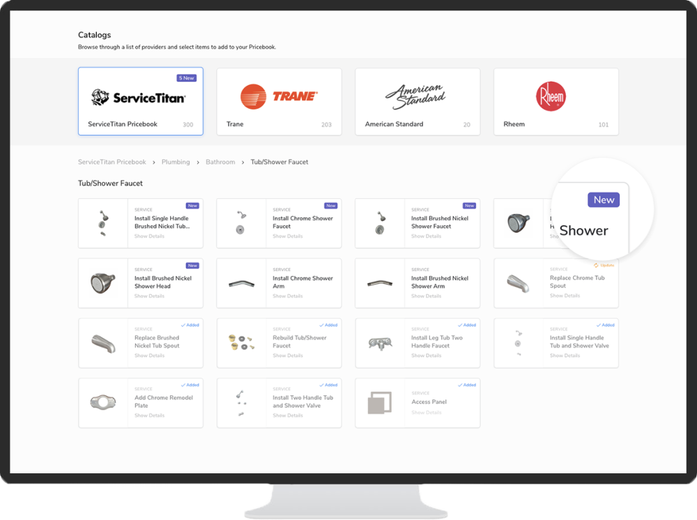 ServiceTitan's Pricebook Connect: Catalogs (Desktop)