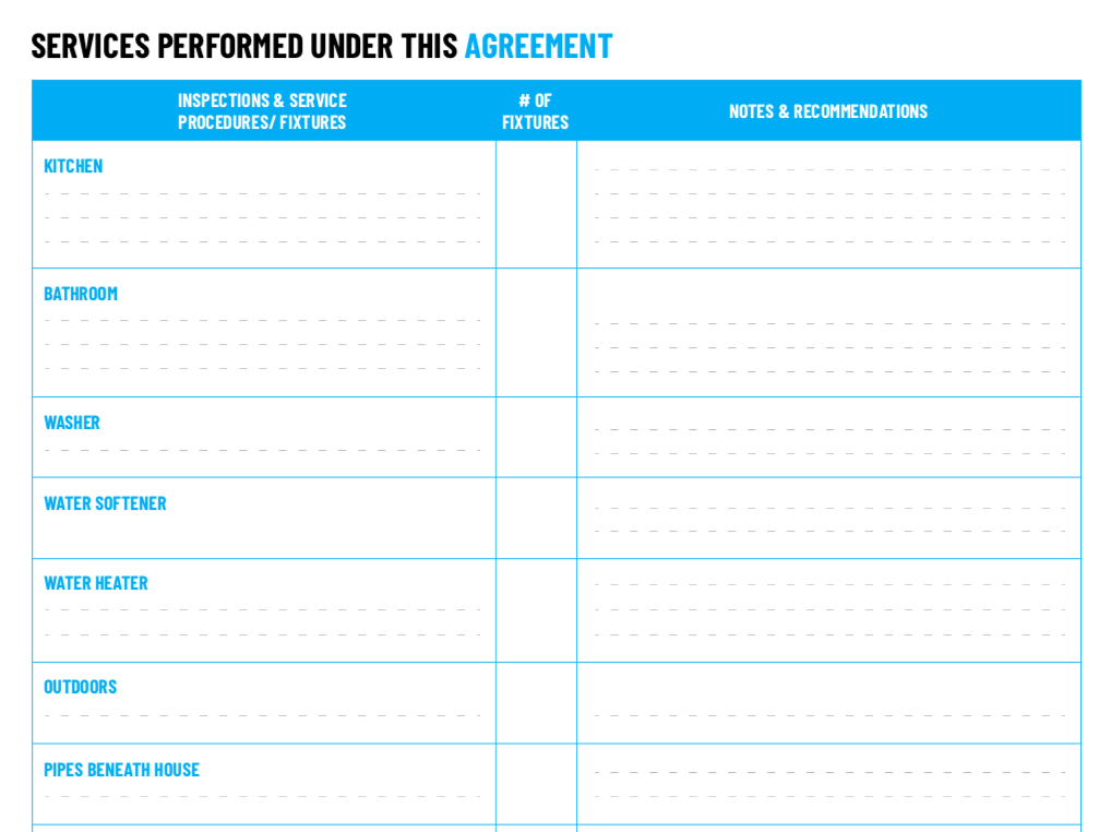 Free plumbing maintenance contract template by ServiceTitan