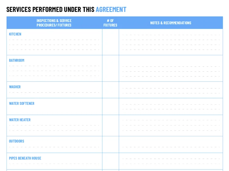Free plumbing maintenance contract template by ServiceTitan