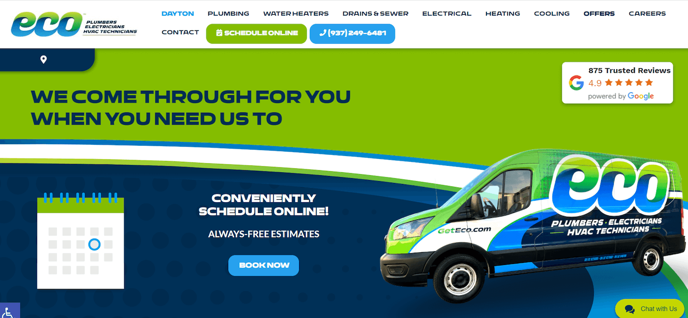 The Eco Plumbers homepage