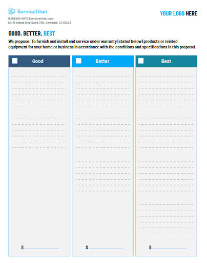 Good Better Best HVAC Proposal Template