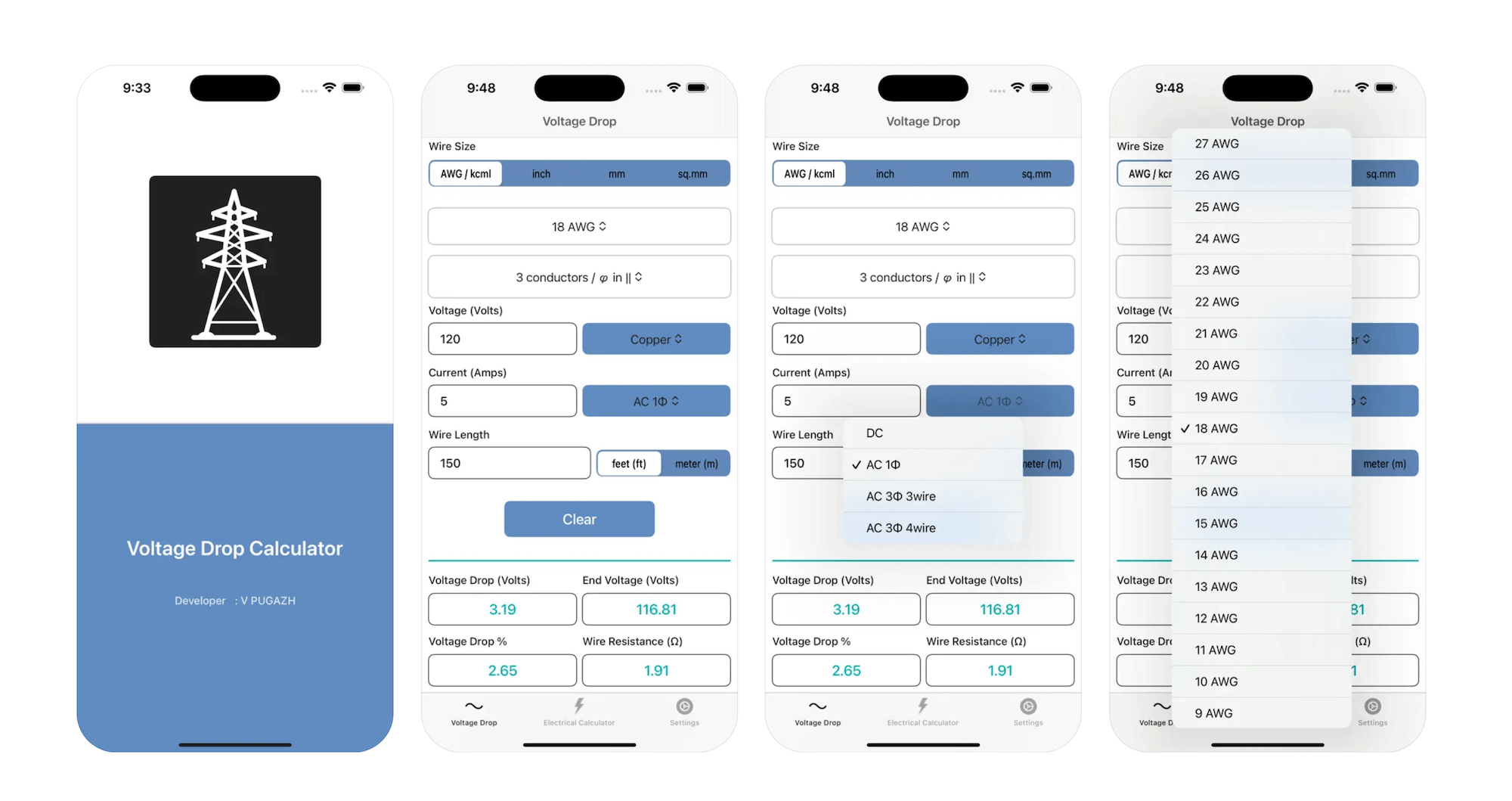 Voltage Drop Calculator app: Great Voltage Drop Calculator