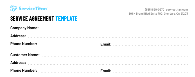 ServiceTitan: Service Agreement Template