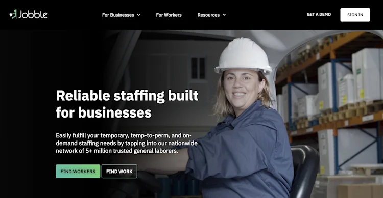 Jobble homepage: Reliable staffing built for businesses