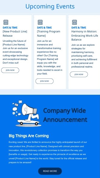 Monthly company newsletter with company announcements