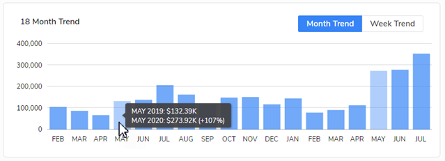 18 Month Revenue Trend Dashboard example