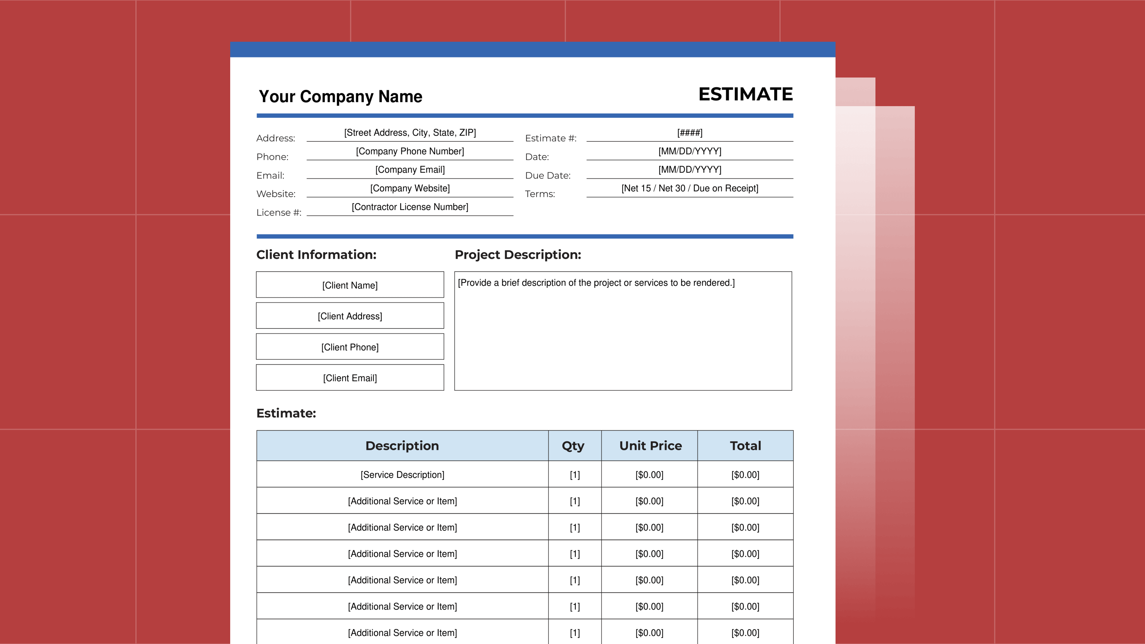 Estimate Template: Free PDF Download