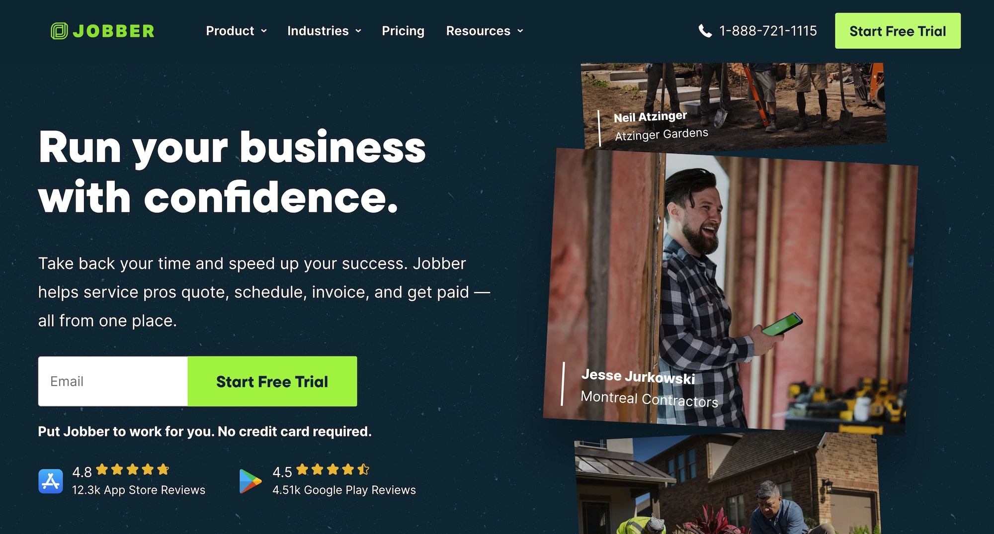 Jobber homepage: Run your business with confidence