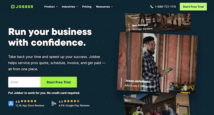 Jobber homepage: Run your business with confidence