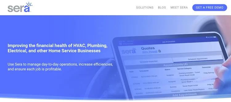 Sera homepage: Improving the financial health of HVAC, Plumbing, Electrical, and more