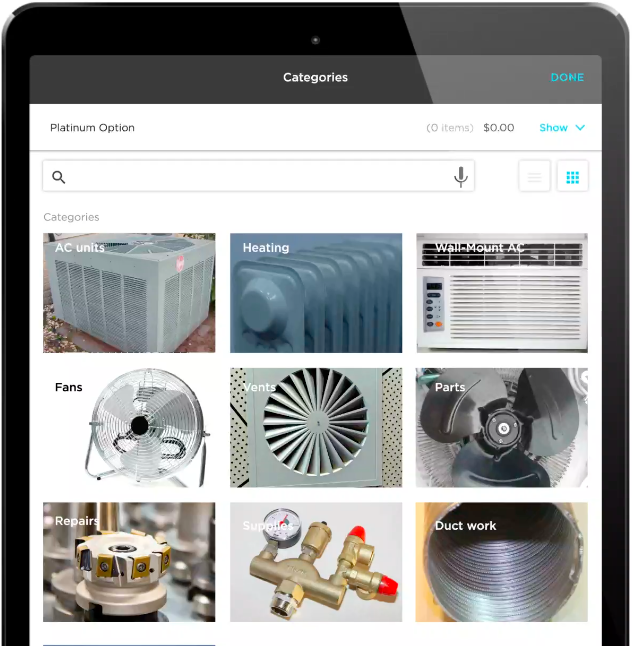ServiceTitan Mobile Product Information on Tablet