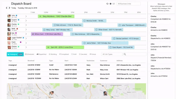 ServiceTitan Scheduling (GIF): Charles, Bob, Mark, and John