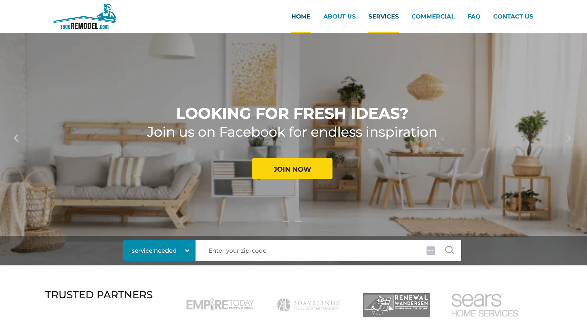 1800Remodel homepage: Looking for fresh ideas? Join us on Facebook for endless inspiration