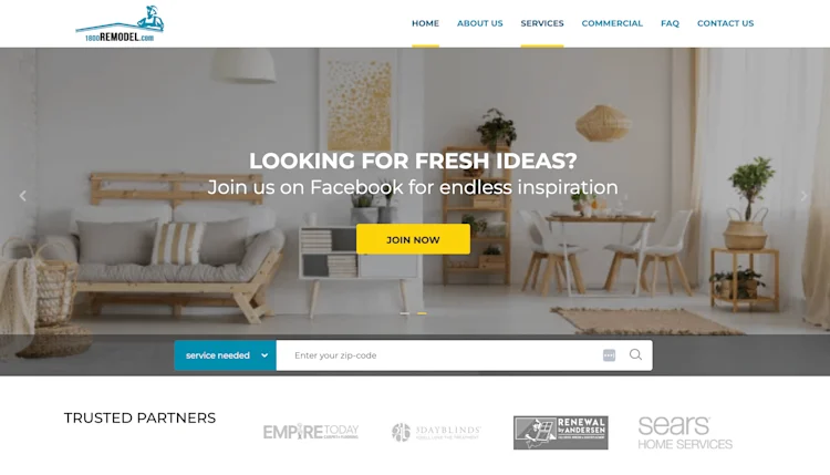 1800Remodel homepage: Looking for fresh ideas? Join us on Facebook for endless inspiration