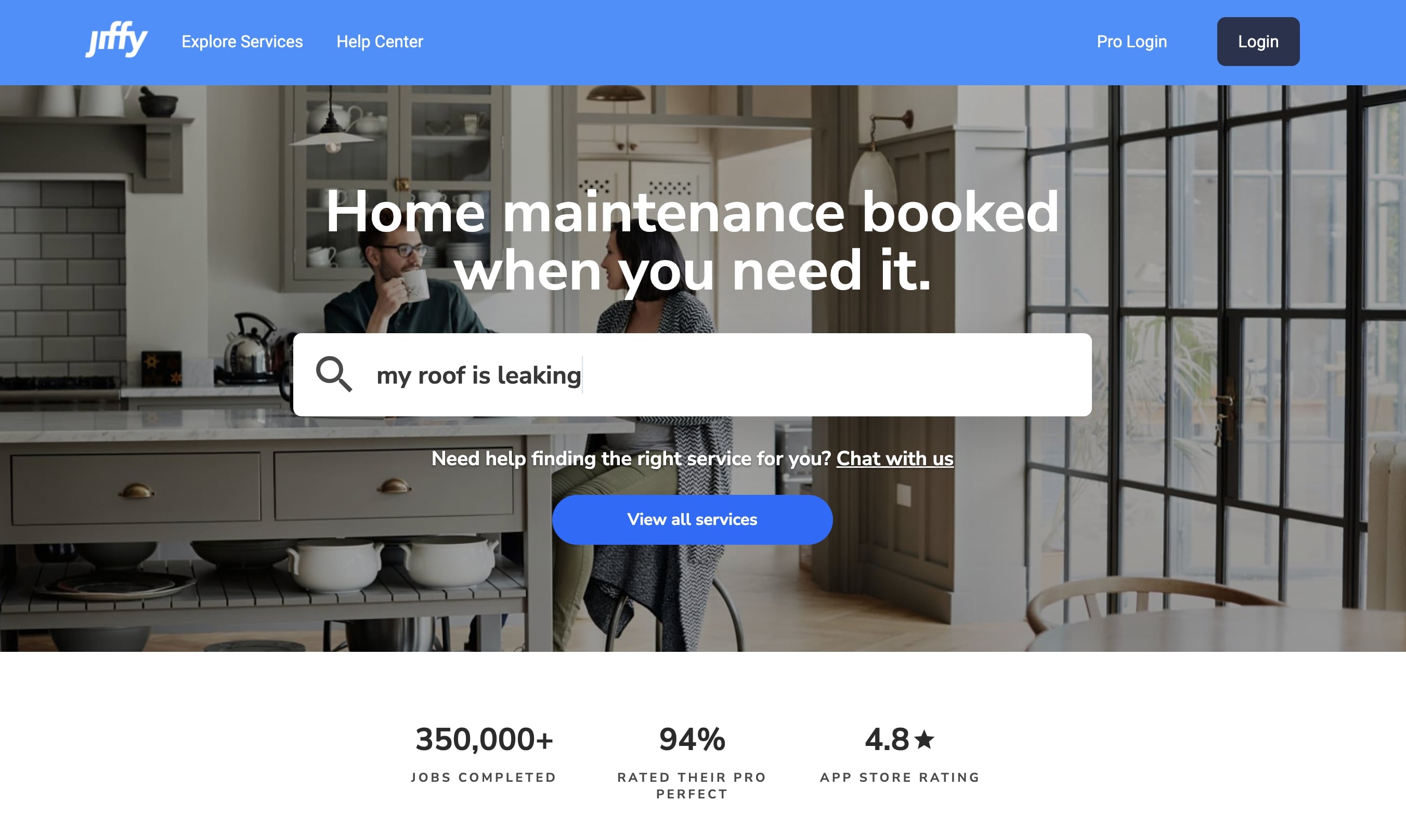 Jiffy homepage: Home maintenance booked when you need it.