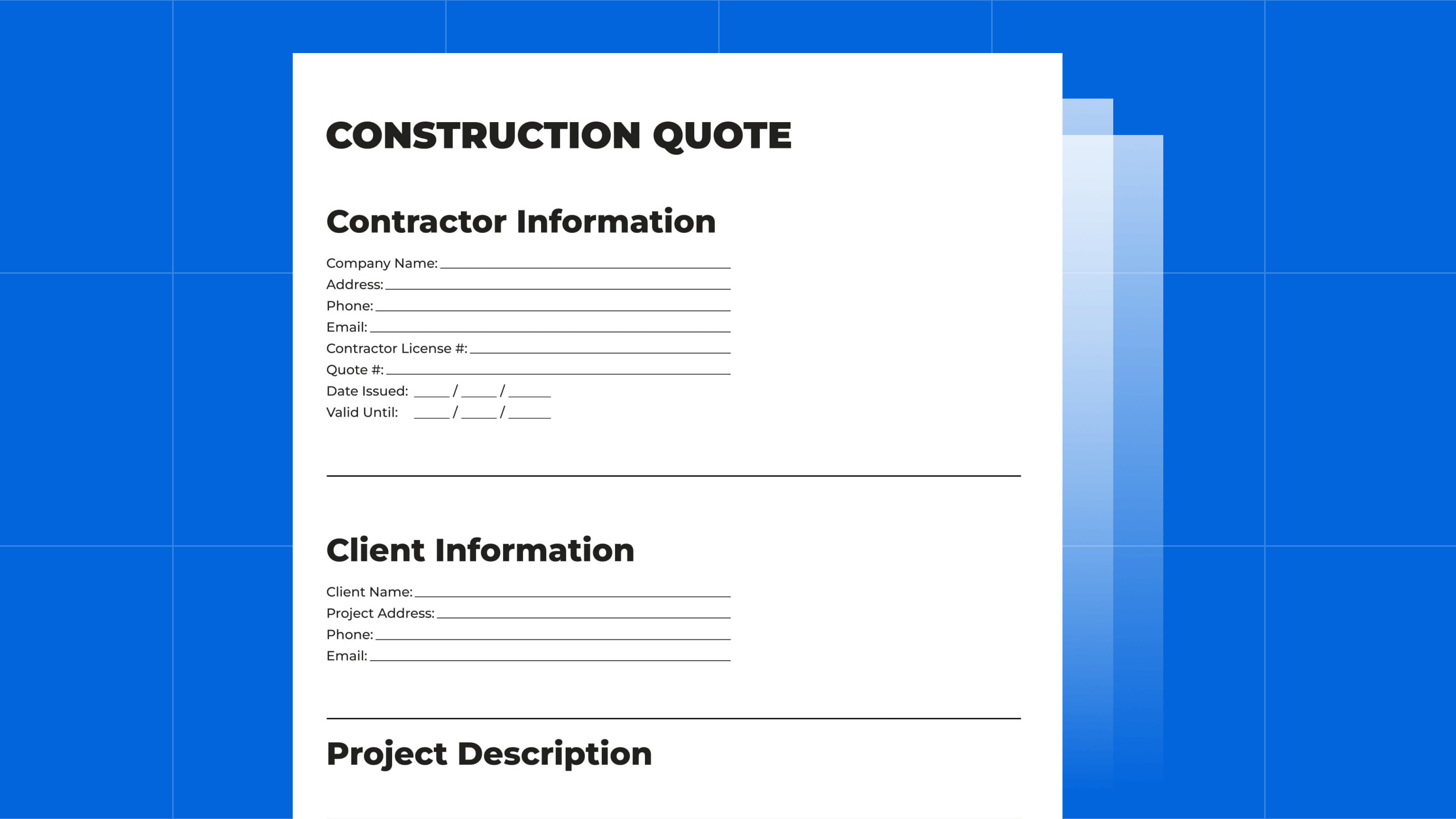 Construction Quote Template for Subcontractors: Free PDF Download