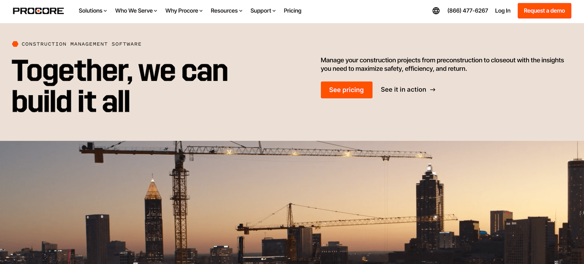 Procore homepage: Make it easier to manage construction.