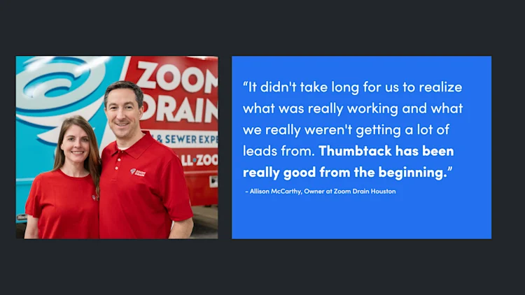 For Zoom Drain Houston’s lead generation, Thumbtack was ‘really good from the beginning’