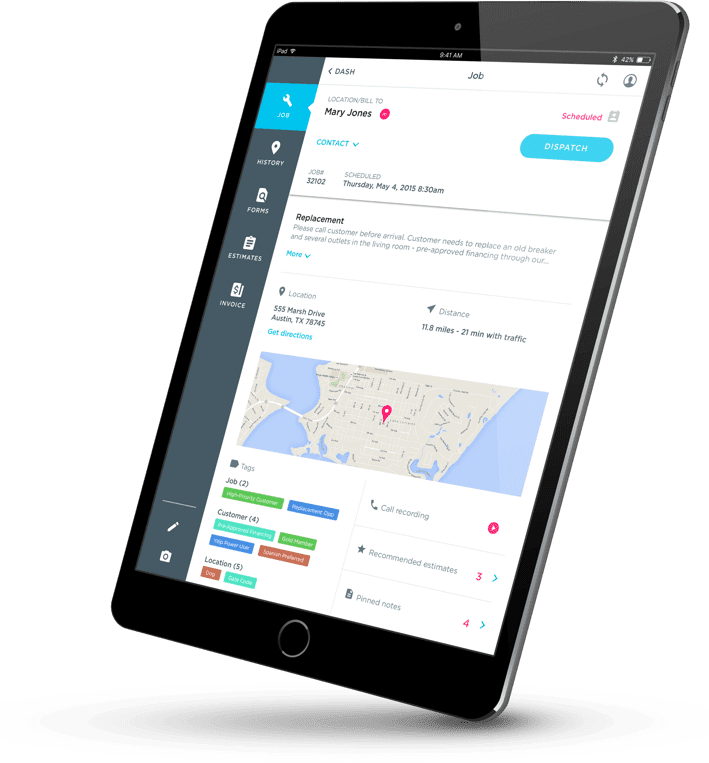 Job Details within ServiceTitan: Mary Jones example
