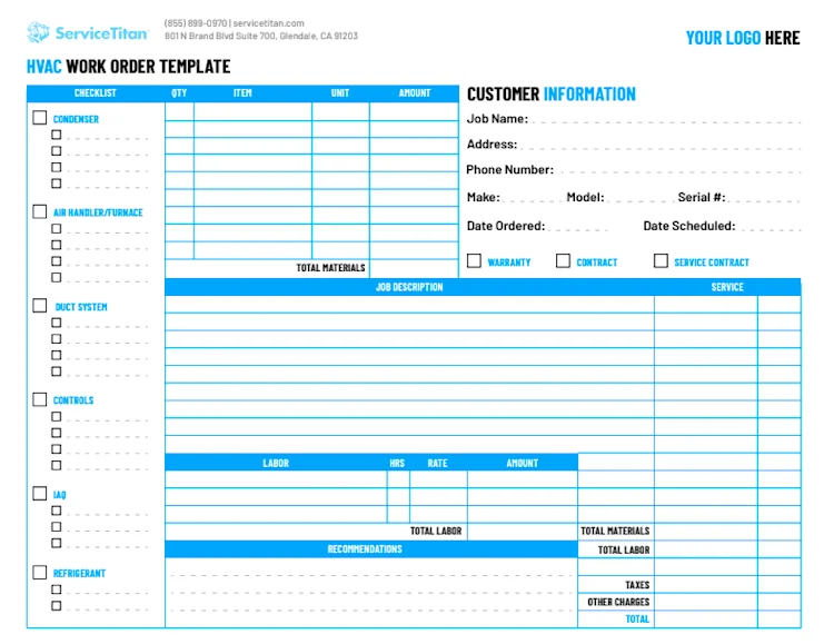 HVAC Work Order Template
