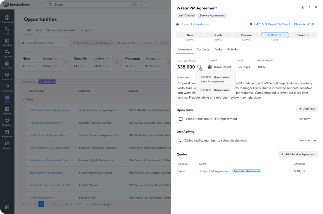 ServiceTitan's CRM: Follow Up and Agreement