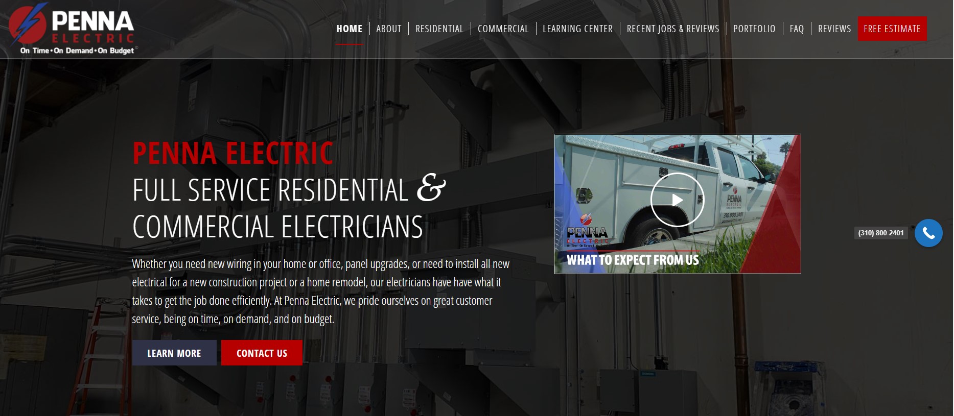 Penna Electric homepage: Full service residential & commercial electricians