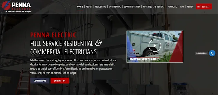 Penna Electric homepage: Full service residential & commercial electricians