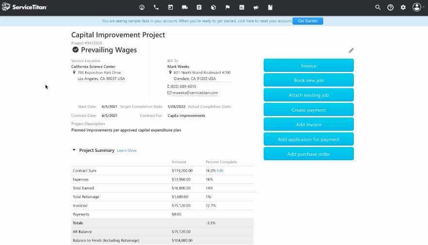 Subcontractor project tracking in ServiceTitan