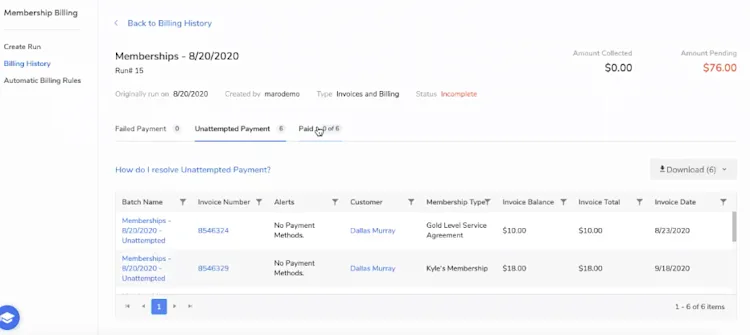 Membership Billing History is easy to keep track of in ServiceTitan