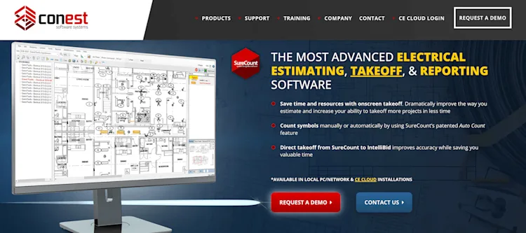 Conest homepage: Advanced Electrical, Estimating, Takeoff, and Reporting Software