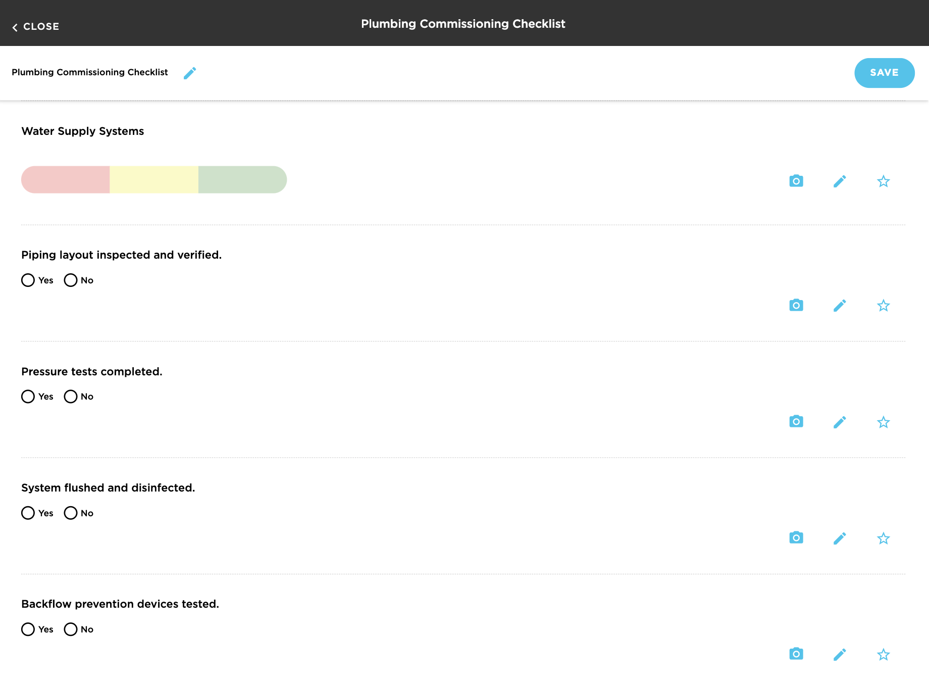 A customized Plumbing Commissioning Checklist with ServiceTitan