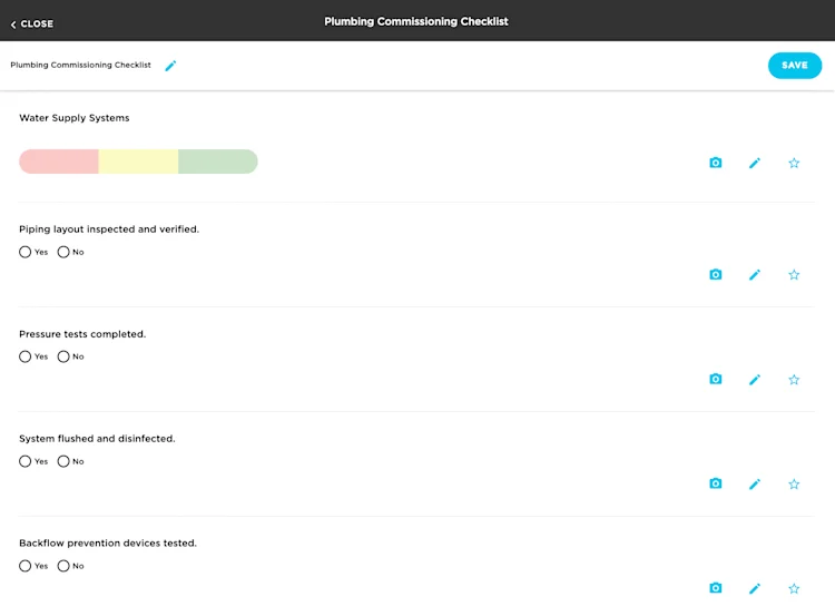 A customized Plumbing Commissioning Checklist with ServiceTitan