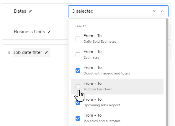 Business Units: Job Date Filter example