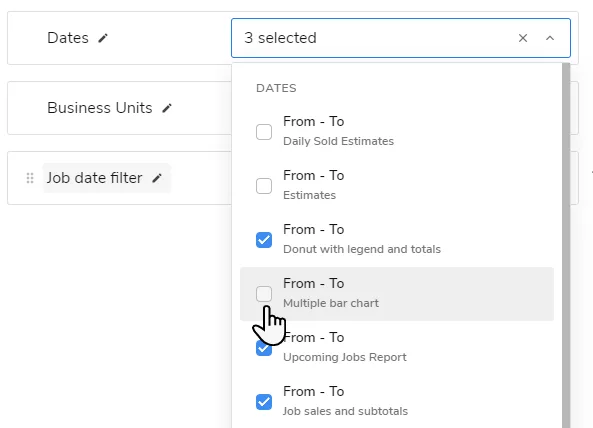 Business Units: Job Date Filter example
