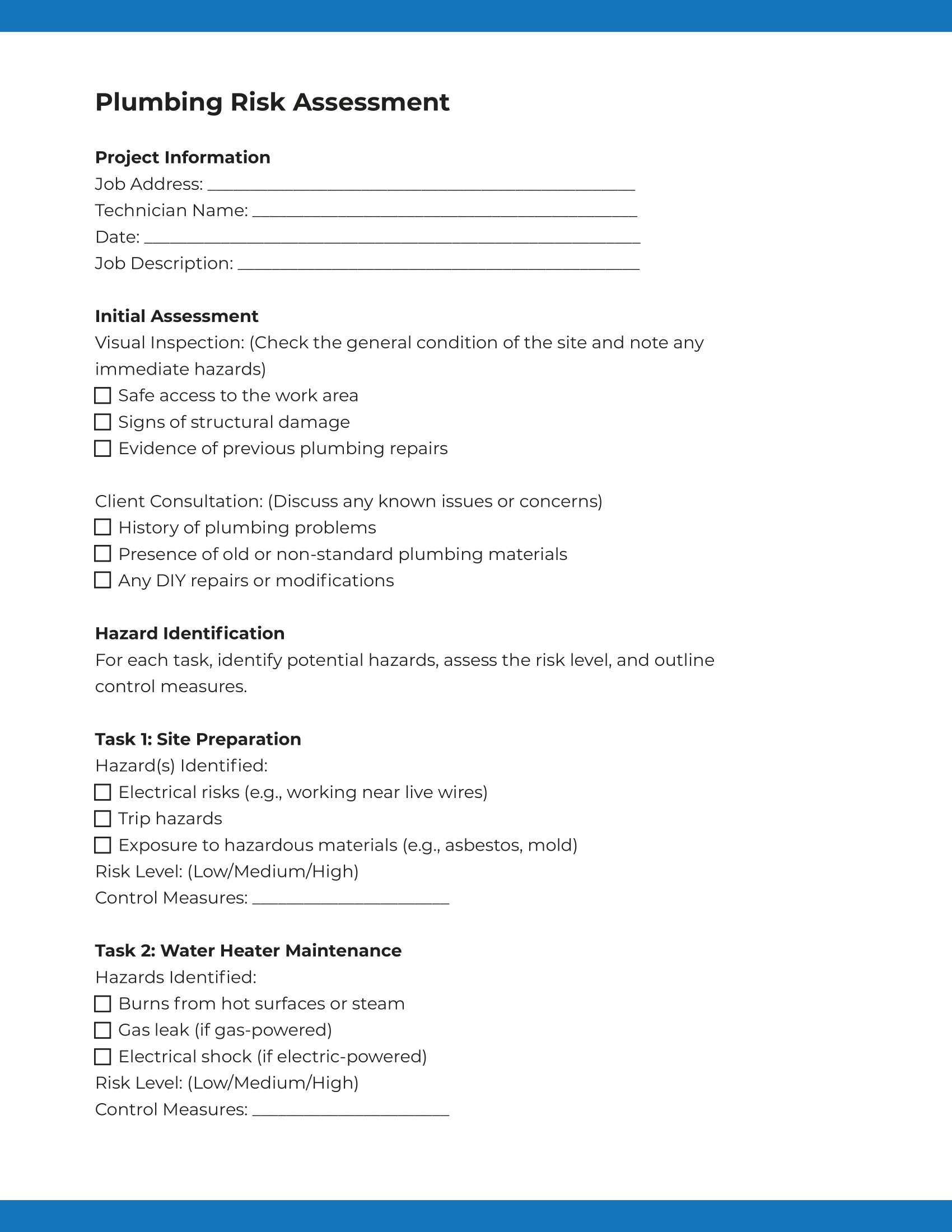 ServiceTitan's Free Plumbing Risk Assessment Template