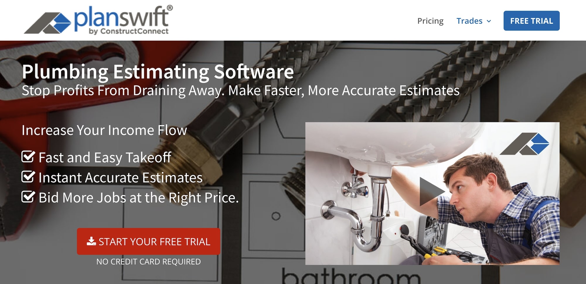 PlanSwift homepage: Plumbing Estimating Software