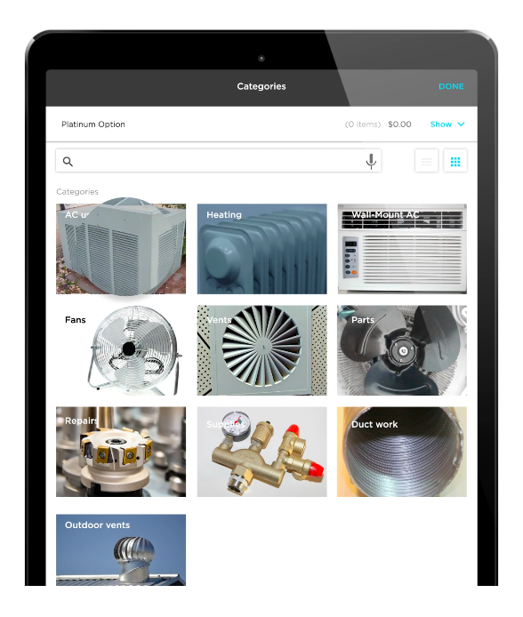 Categories in ServiceTitan: Easily search for what you're looking for (Tablet)