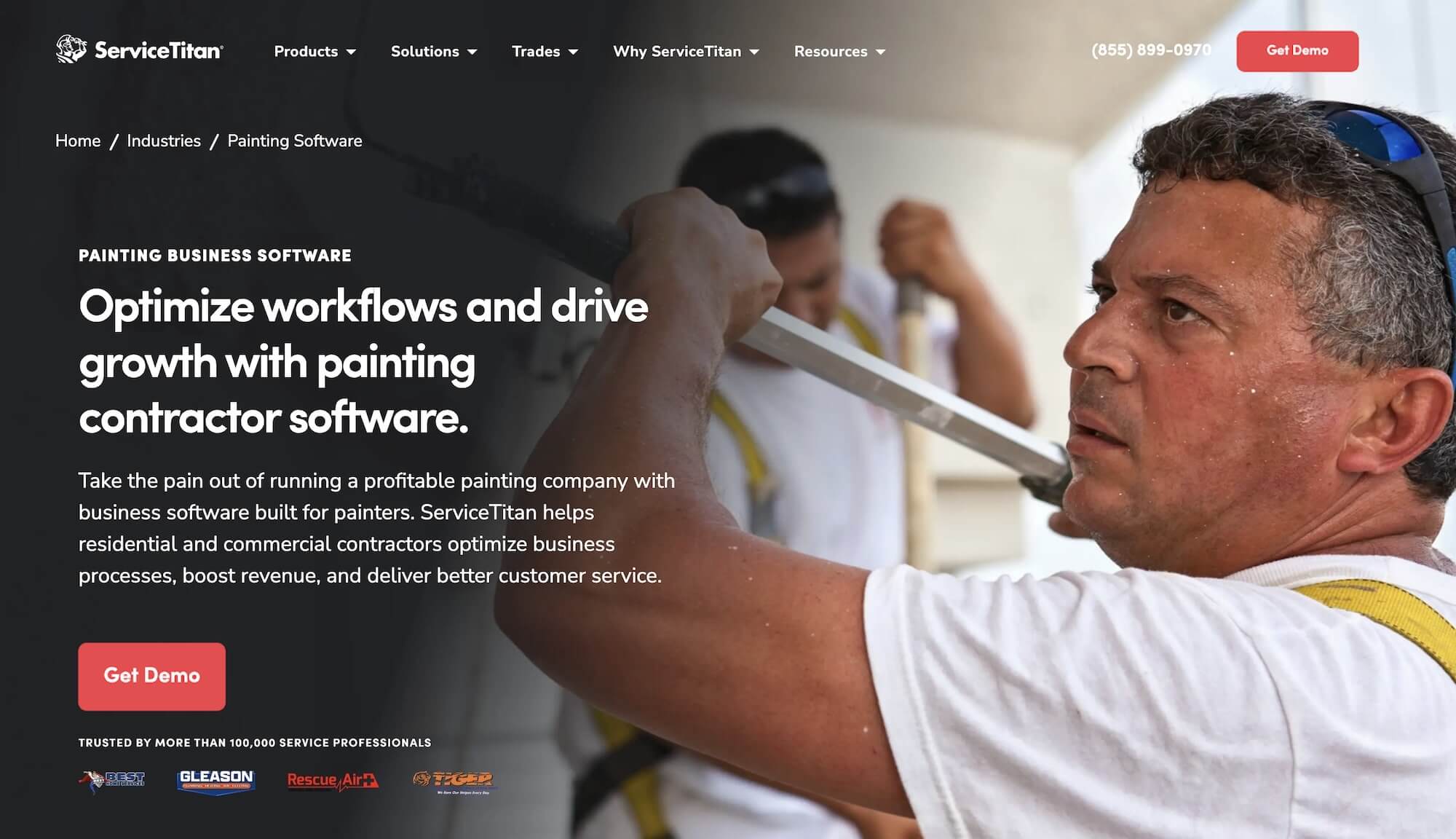 ServiceTitan's Painting Business Software homepage: Optimize workflows and drive growth