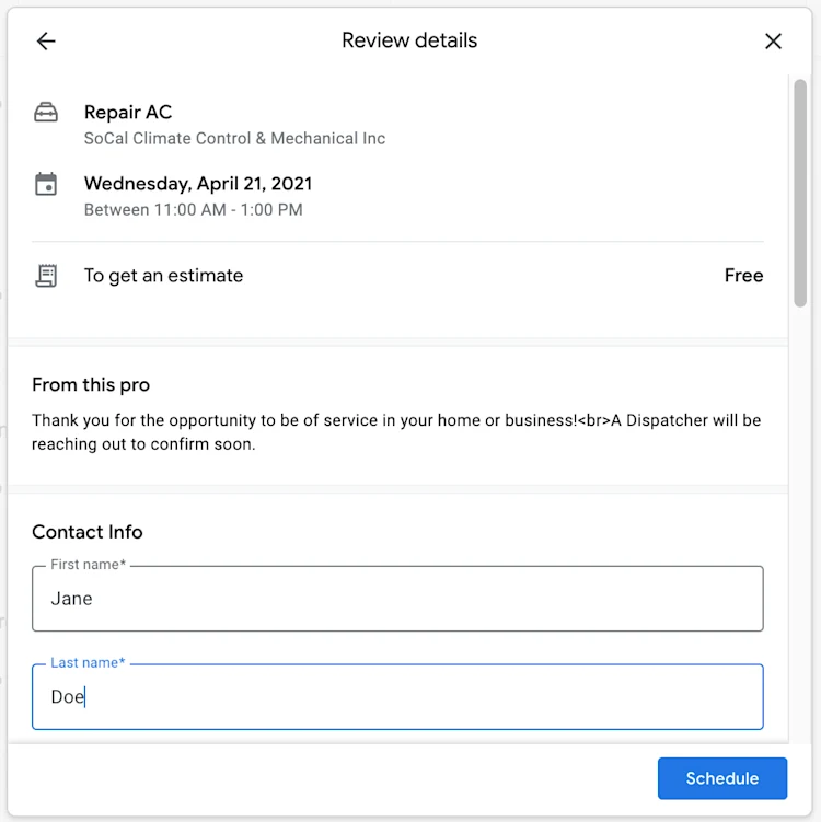 ServiceTitan's integration let you easily book appointments online
