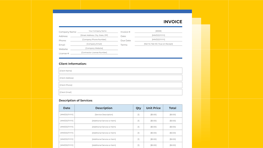 Free Subcontractor Invoice Template for Specialty Contractors