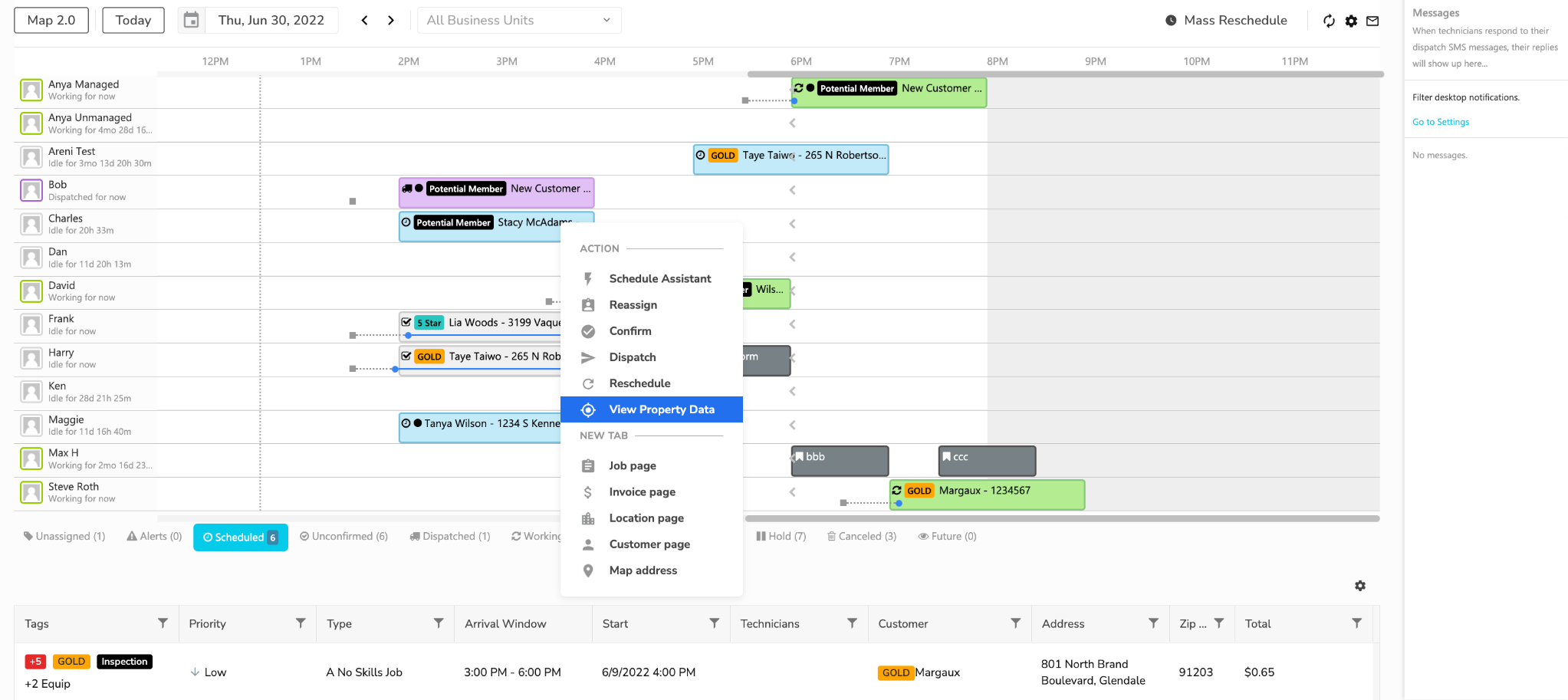 Dispatch Board: Edit Actions