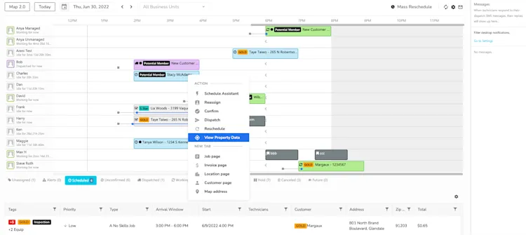 Dispatch Board: Edit Actions