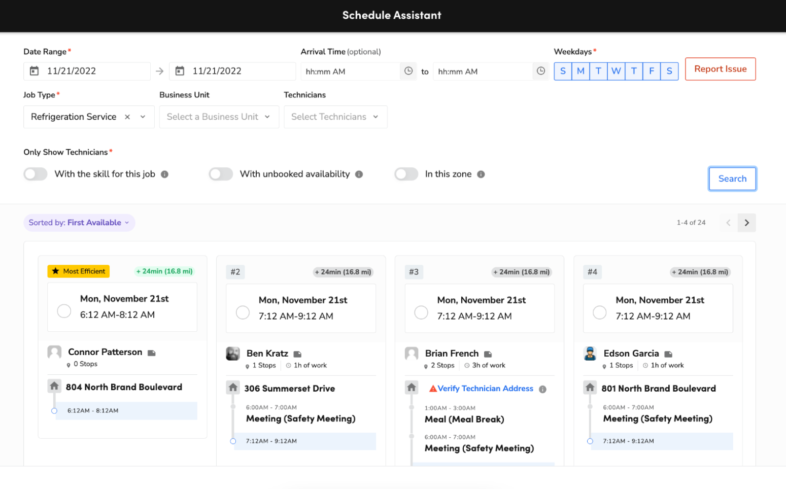 ServiceTitan's Schedule Assistant feature