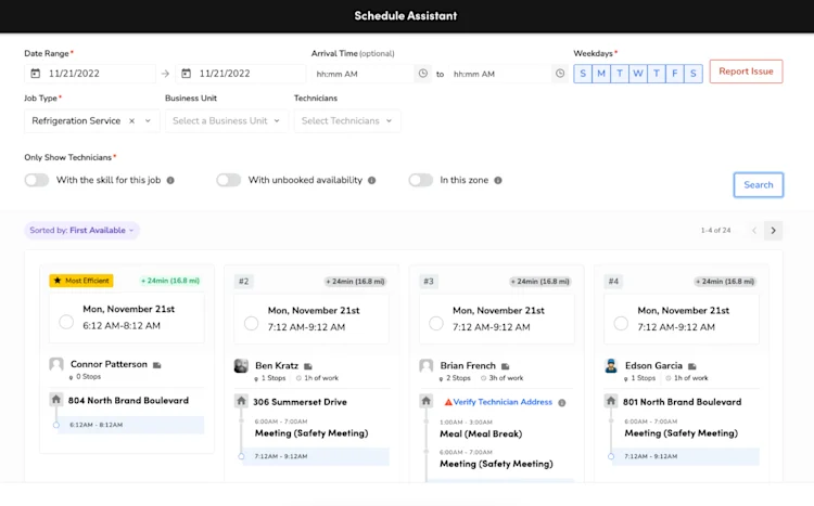 ServiceTitan's Schedule Assistant feature