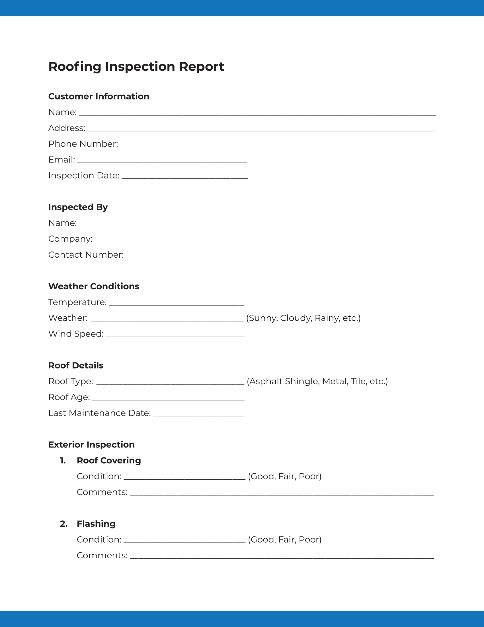 Roofing Inspection Report Template: Page 1 of 4