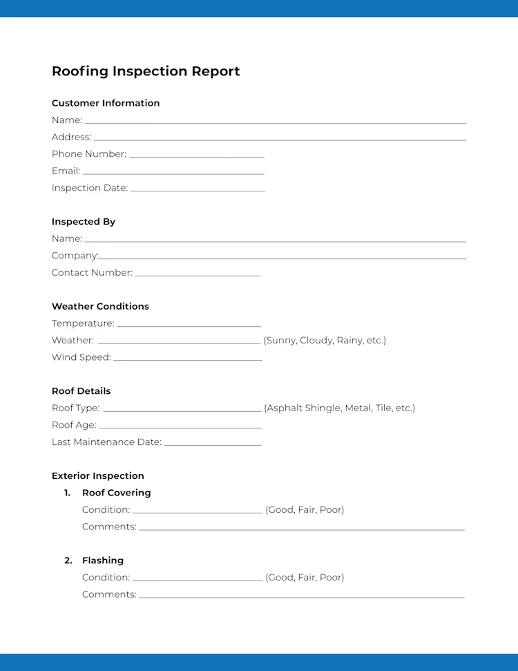 Roofing Inspection Report Template: Page 1 of 4