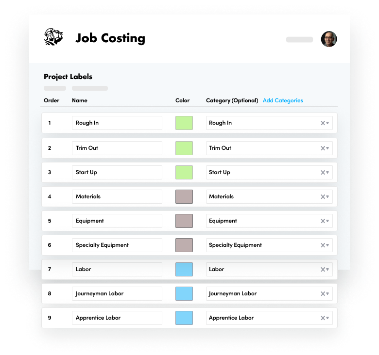 Job Costing Project Labels image